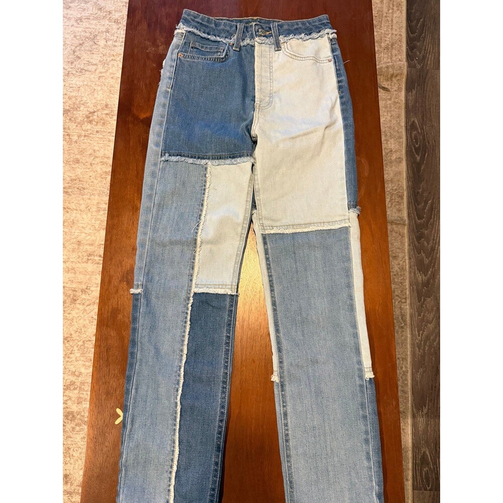 Wild Fable Women’s high rise slim straight leg jeans patchwork size 00/24
